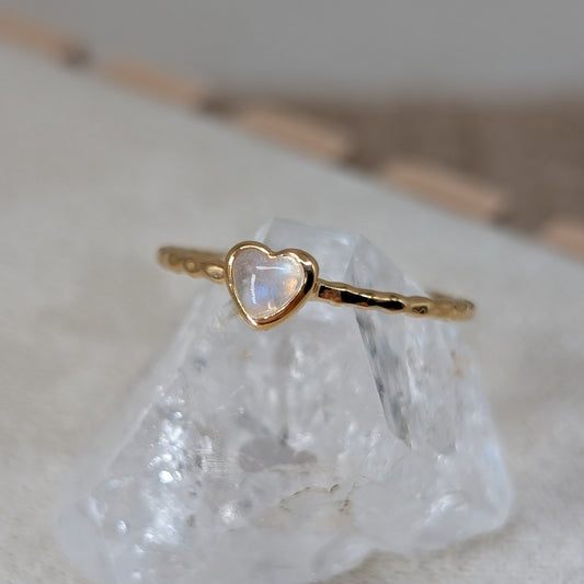 Mondstein Herz Ring 925er Silber vergoldet