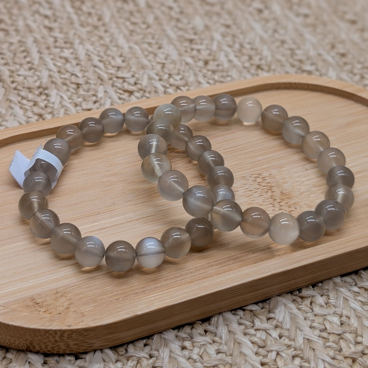 Grauer Mondstein Armband 8 mm
