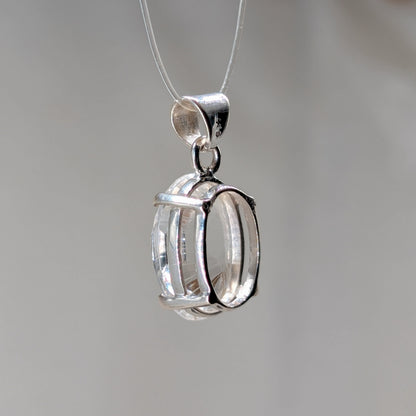 Bergkristall Kettenanhänger Krabbenfassung, 925er Silber [J]