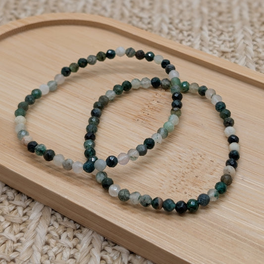 Moosachat Armband facettiert 4mm