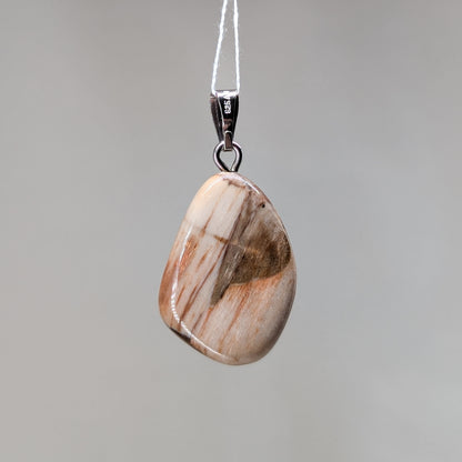 Versteinertes Holz Kettenanhänger, Silber [Z]