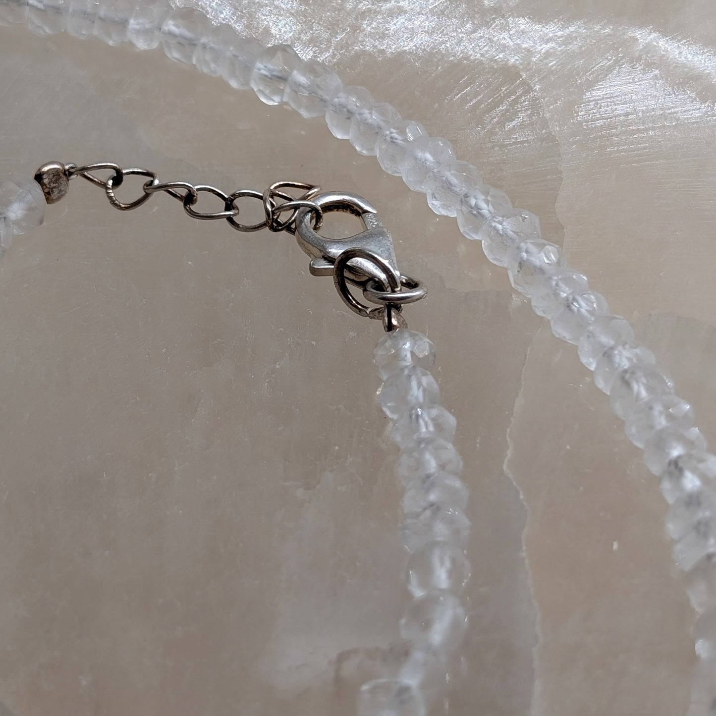 Bergkristall Halskette facettiert, 925er silber