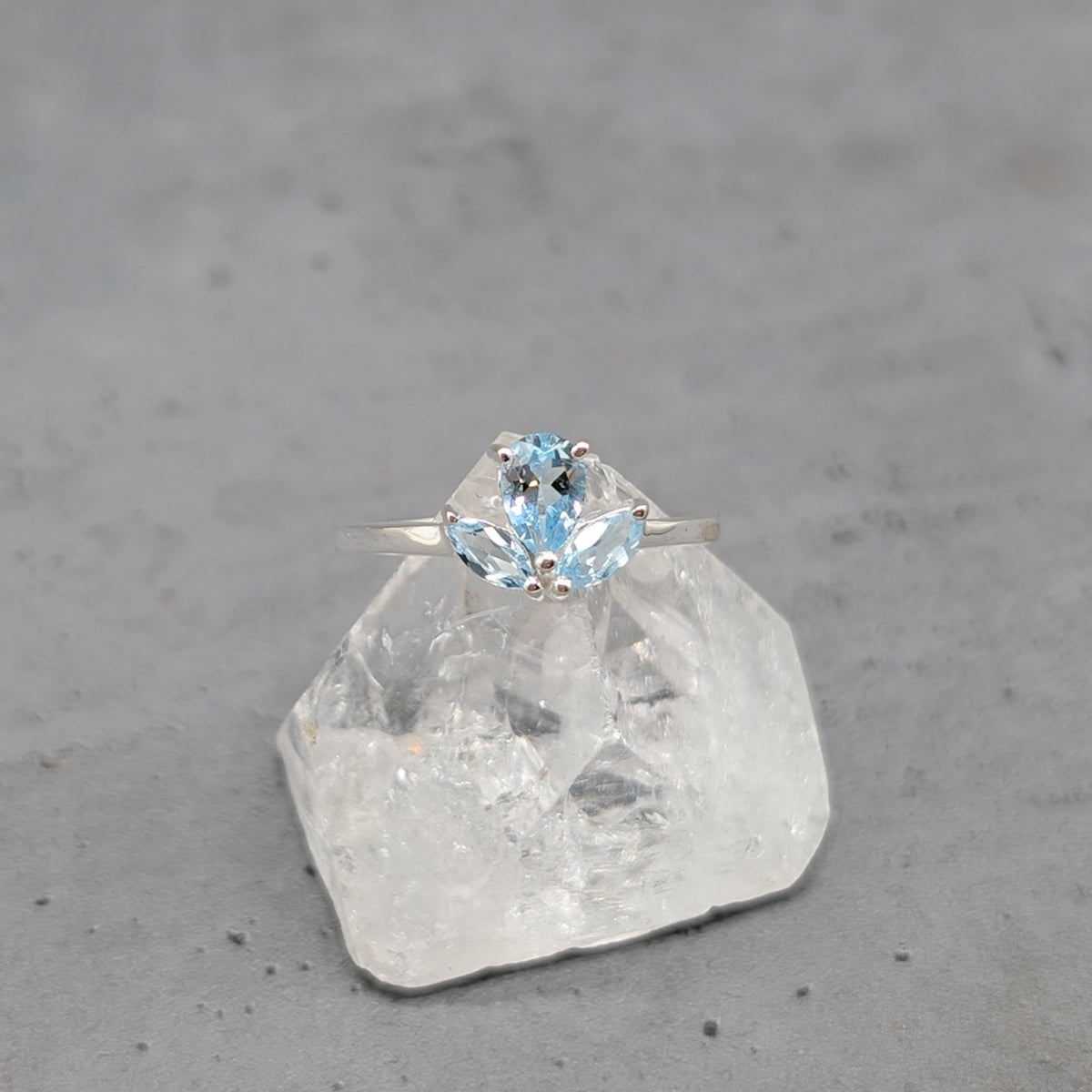 Topas Blume Ring, 925er Silber