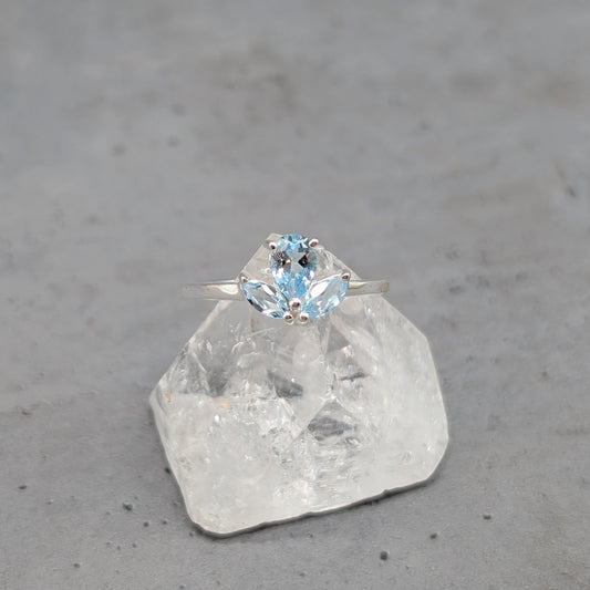 Topas Blume Ring, 925er Silber
