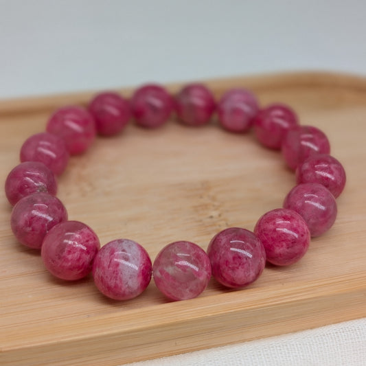 Rhodonit in Quarz Armband 12 mm