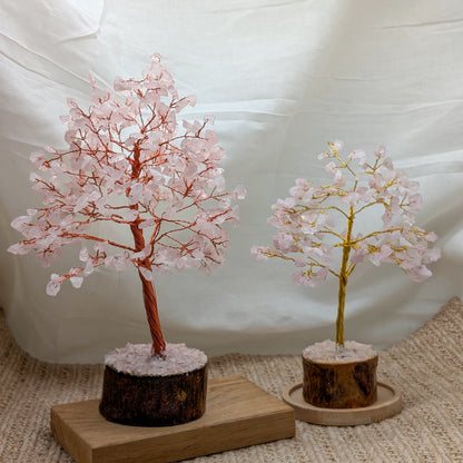 Edelsteinbaum Rosenquarz in zwei Größen