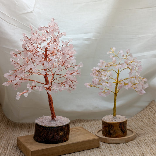 Edelsteinbaum Rosenquarz in zwei Größen