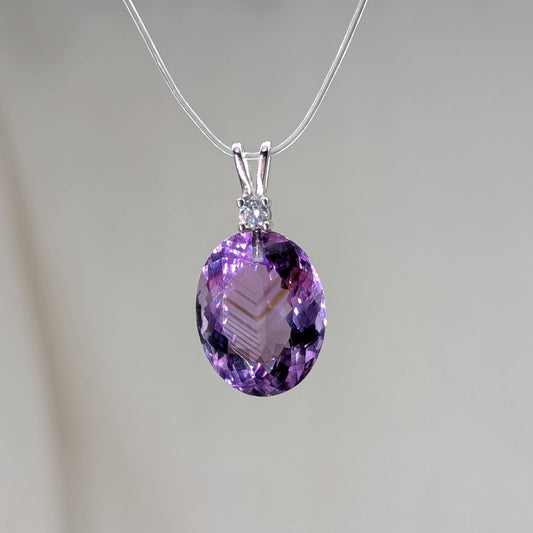 Phantom Amethyst Kettenanhänger facettiert, 925er Silber [L]