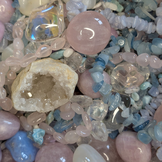Pastell Vibes Konfetti mit Larimar, Aquamarin und Kunzit 🩷🤍🩵