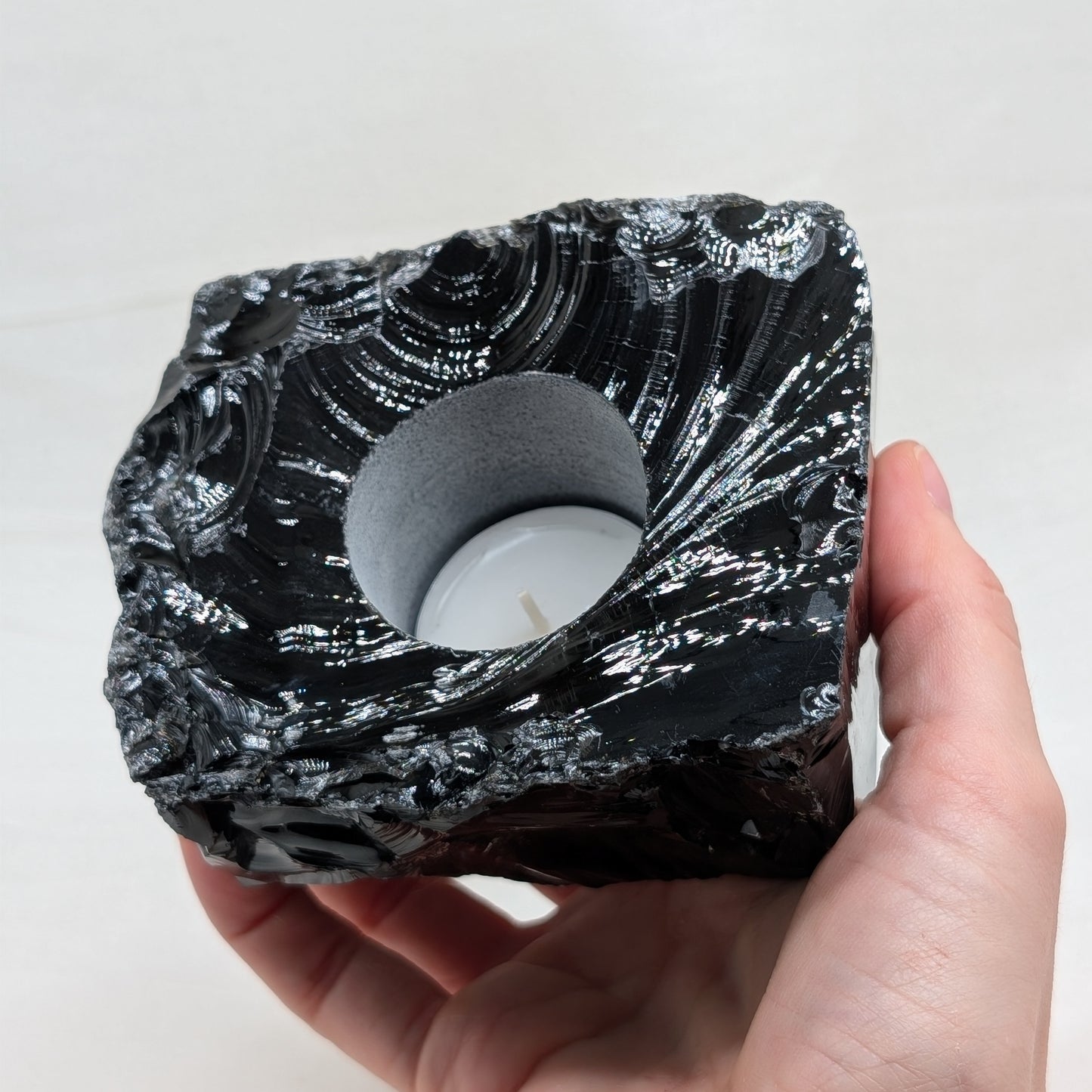 Obsidian Rohstein Teelichthalter [A]