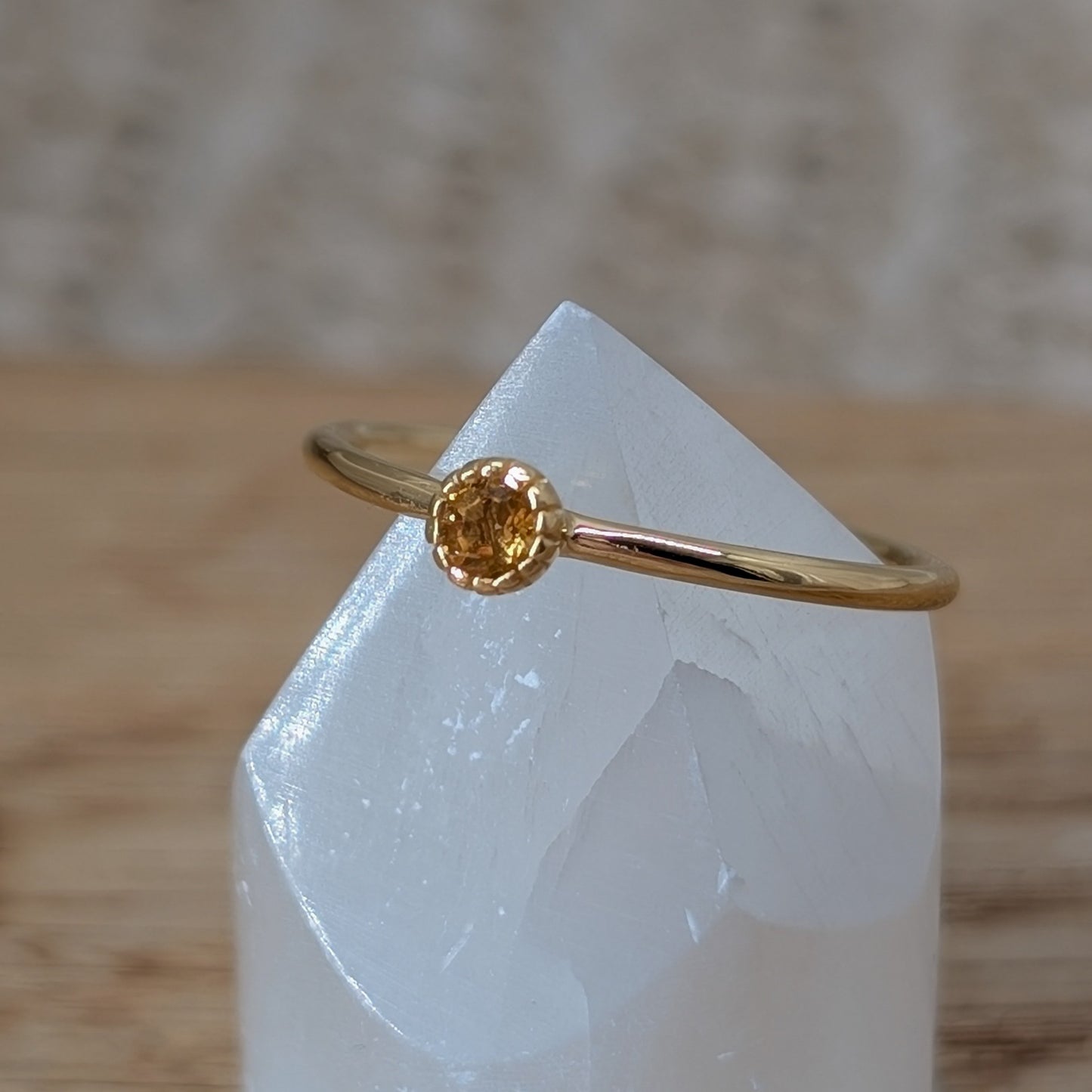 Citrin Krönchen Ring 925er Silber vergoldet