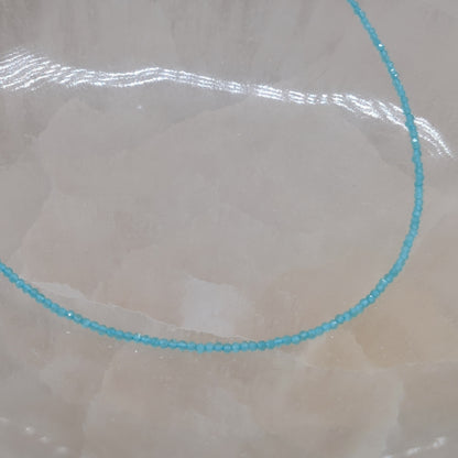 Amazonit Halskette facettiert, 925er Silber