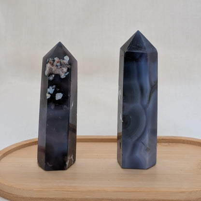 Blauer Blumenachat Turm [A+B]