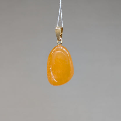 Orangencalcit 🍊 Kettenanhänger, 925er Silber vergoldet [A]