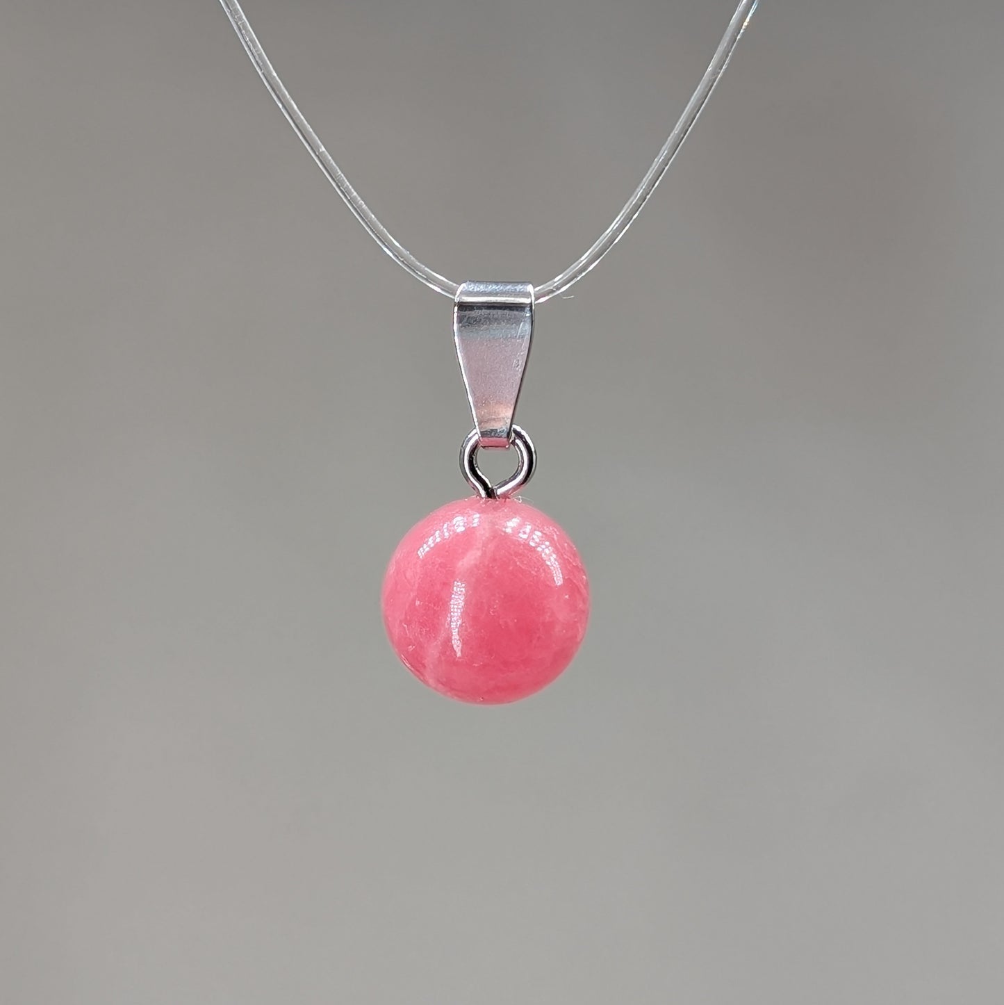 Rhodochrosit Kugel Kettenanhänger, 925er Silber [D]