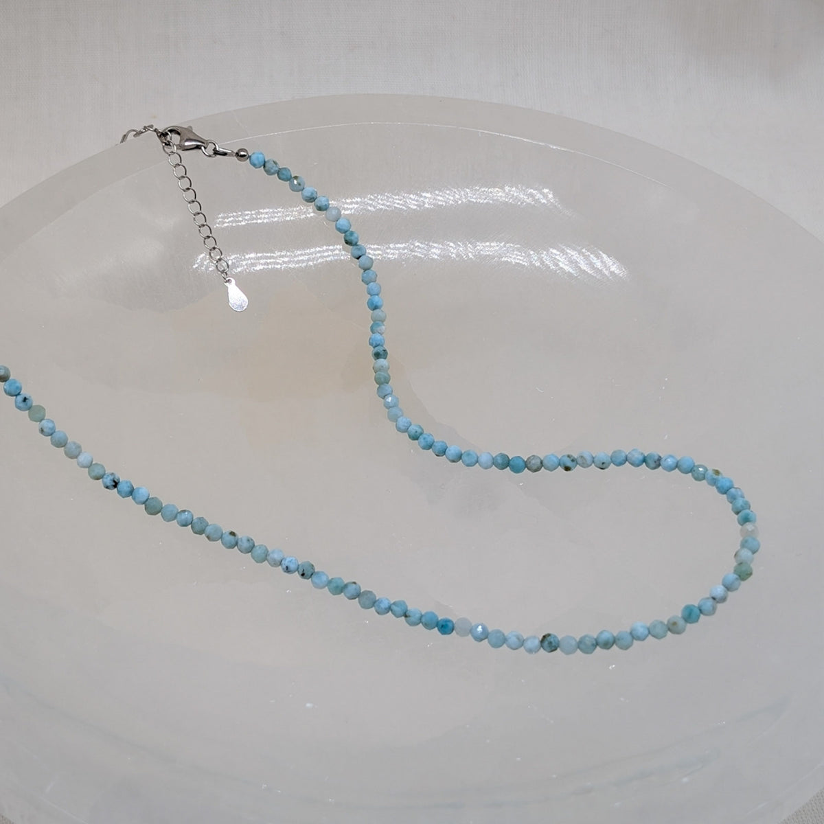 Larimar Halskette facettiert 3 mm