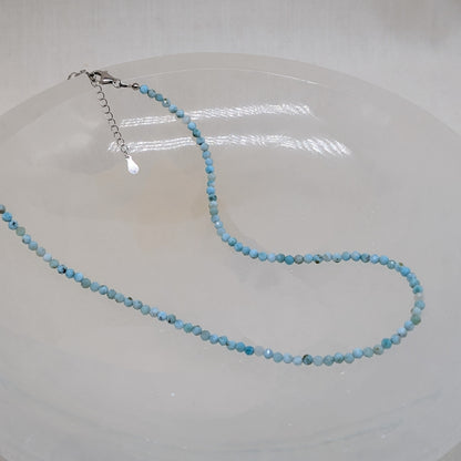 Larimar Halskette facettiert 3 mm