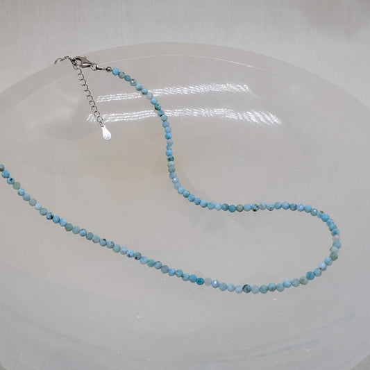 Larimar Halskette facettiert 3 mm
