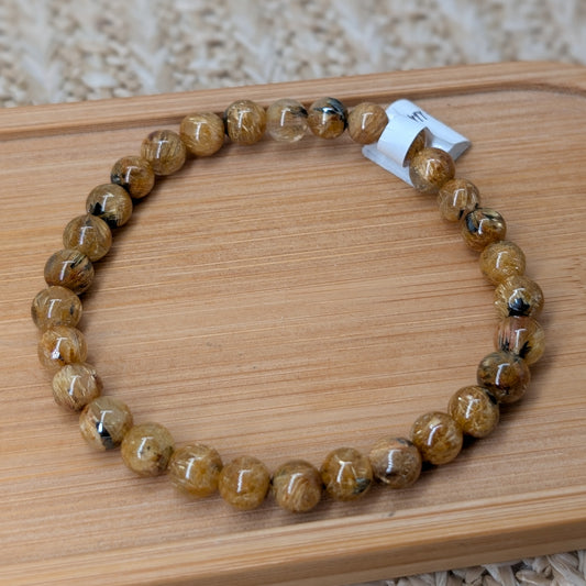Goldener Rutilquarz und Hämatit Armband 6 mm