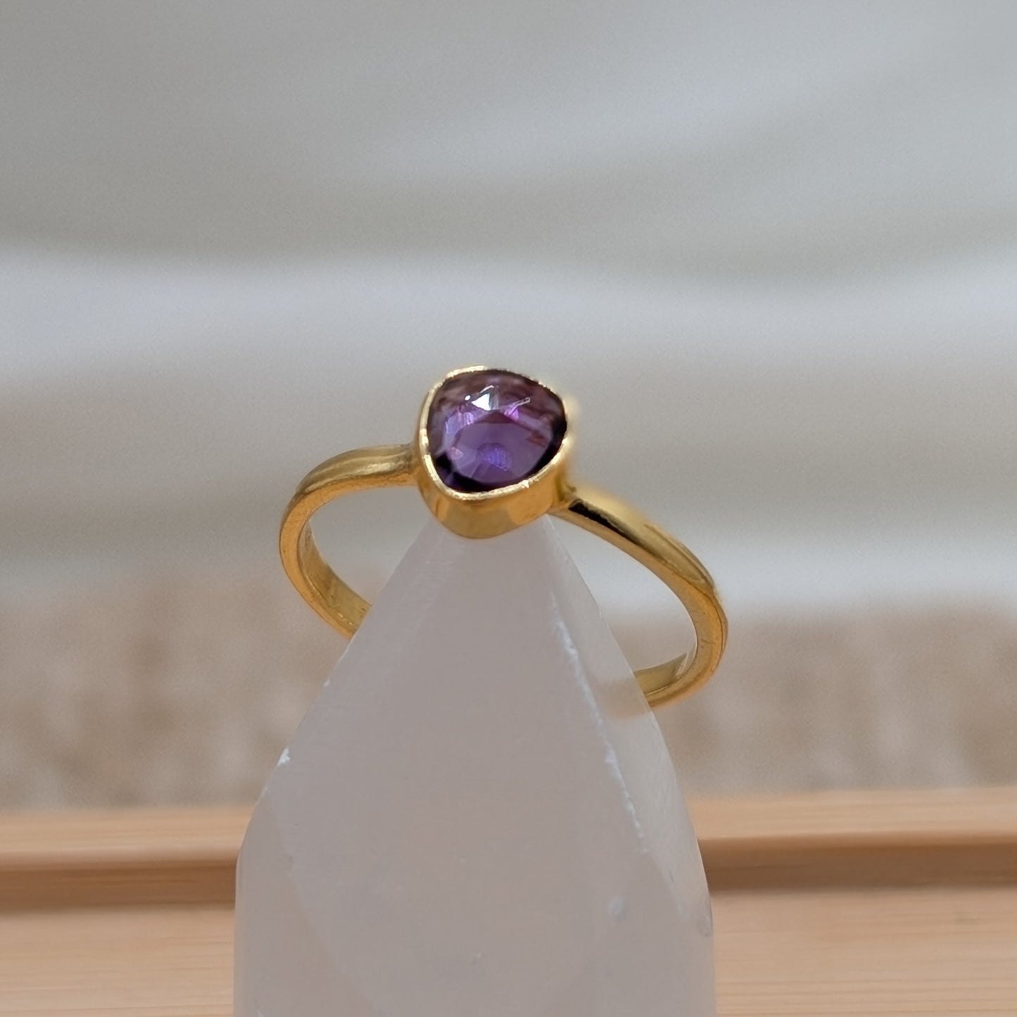 Amethyst Ring 925er Silber vergoldet (Größe 54) [C]