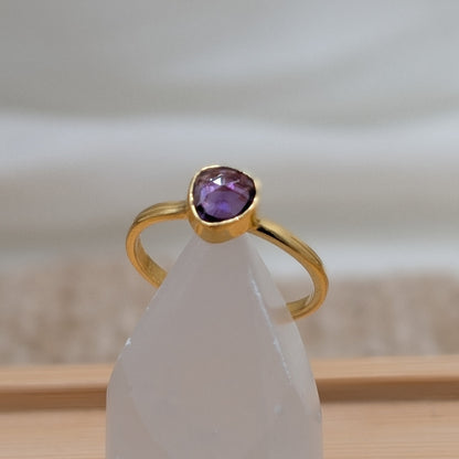 Amethyst Ring 925er Silber vergoldet (Größe 54) [C]