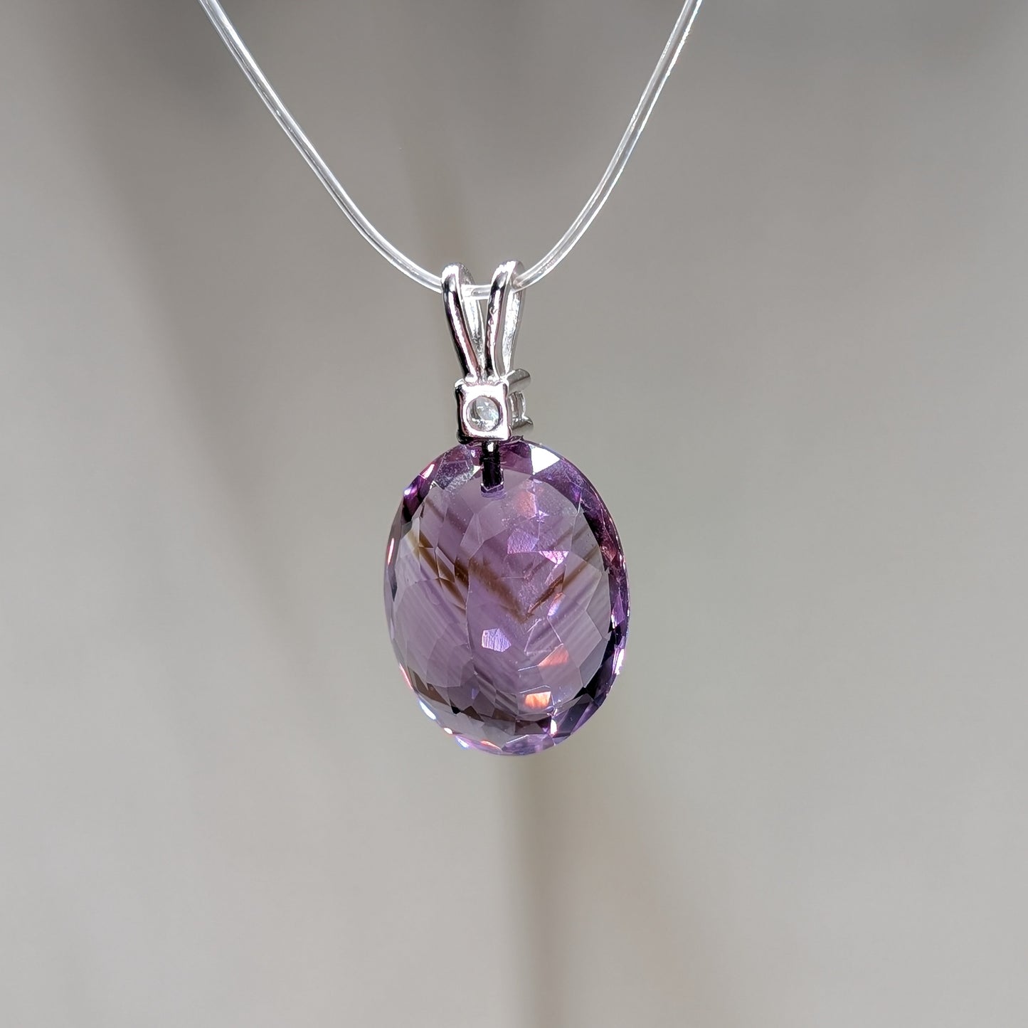 Phantom Amethyst Kettenanhänger facettiert, 925er Silber [L]