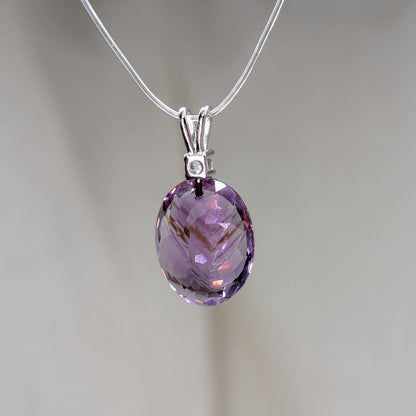 Phantom Amethyst Kettenanhänger facettiert, 925er Silber [L]