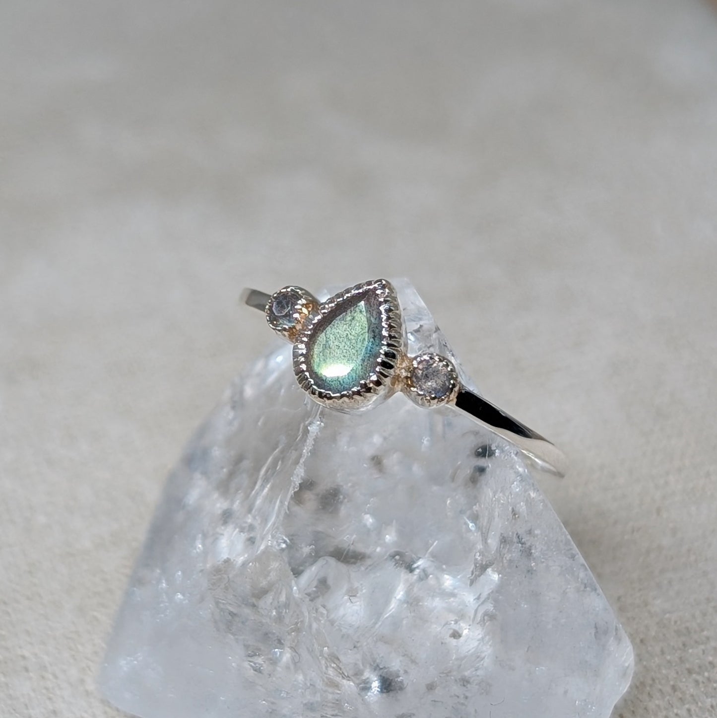 Tropfen Triple Ring 925er Silber [Labradorit]