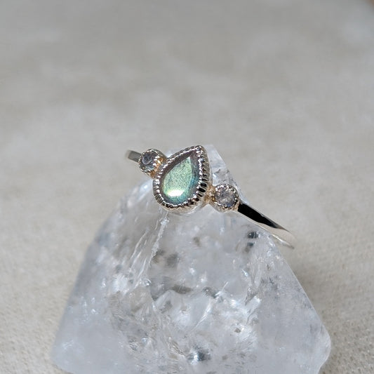 Tropfen Triple Ring 925er Silber [Labradorit]