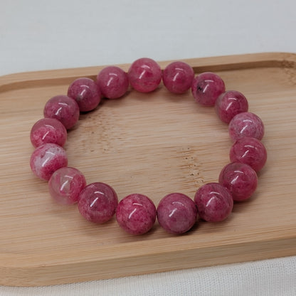 Rhodonit in Quarz Armband 12 mm