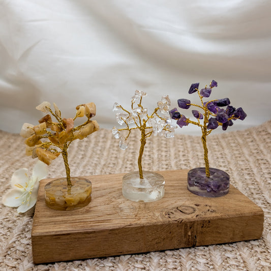 Edelsteinbaum klein (Bergkristall, Limonitquarz, Amethyst)