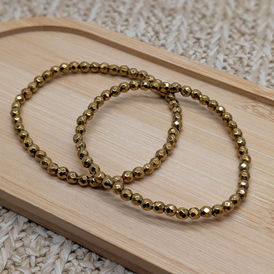 Hämatit Armband gold facettiert 4mm