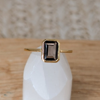 Rauchquarz Ring, 925 Silber vergoldet