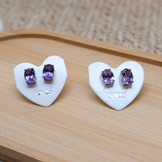 Amethyst Ohrstecker facettiert, 925er silber
