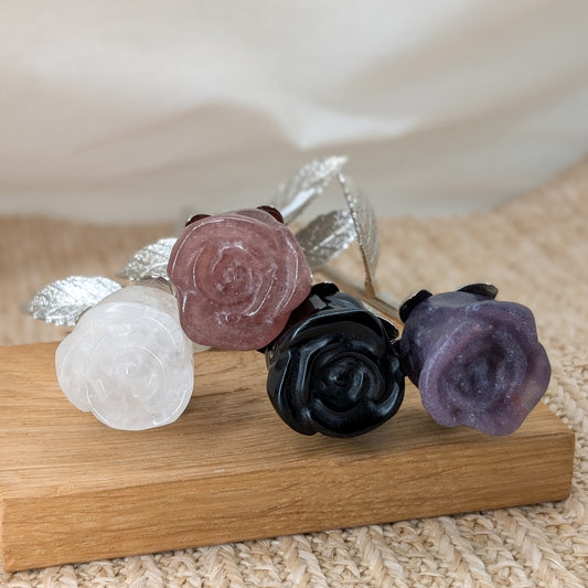 Edelstein Rose [Bergkristall, Erdbeerquarz, Obsidian, Unicorn Stein]