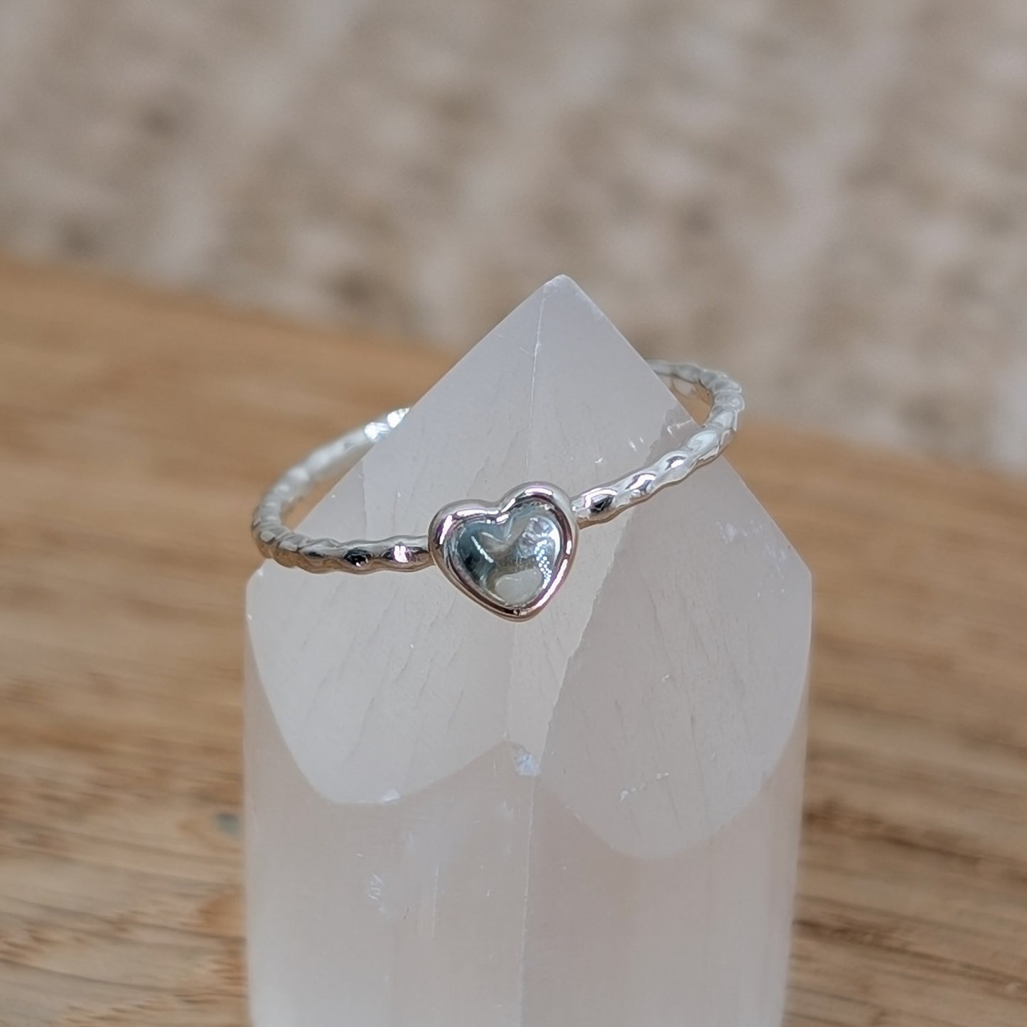 Topas Ring Herz gehämmert 925 Silber