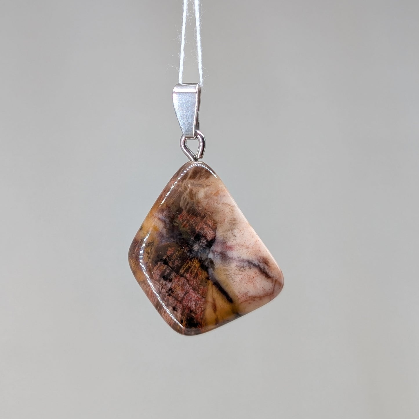 Versteinertes Holz Kettenanhänger, Silber [V]