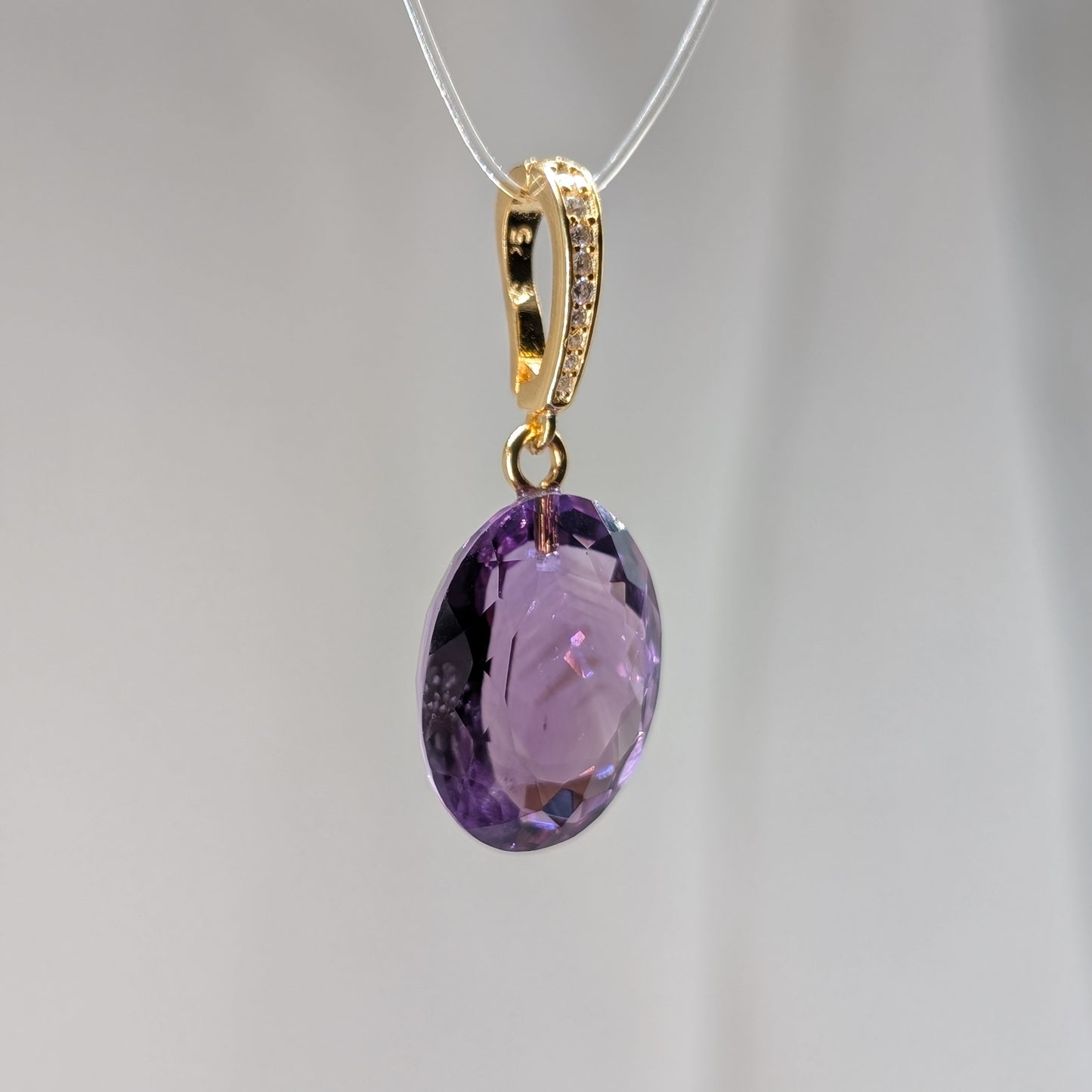Phantom Amethyst Kettenanhänger facettiert, vergoldet [J]