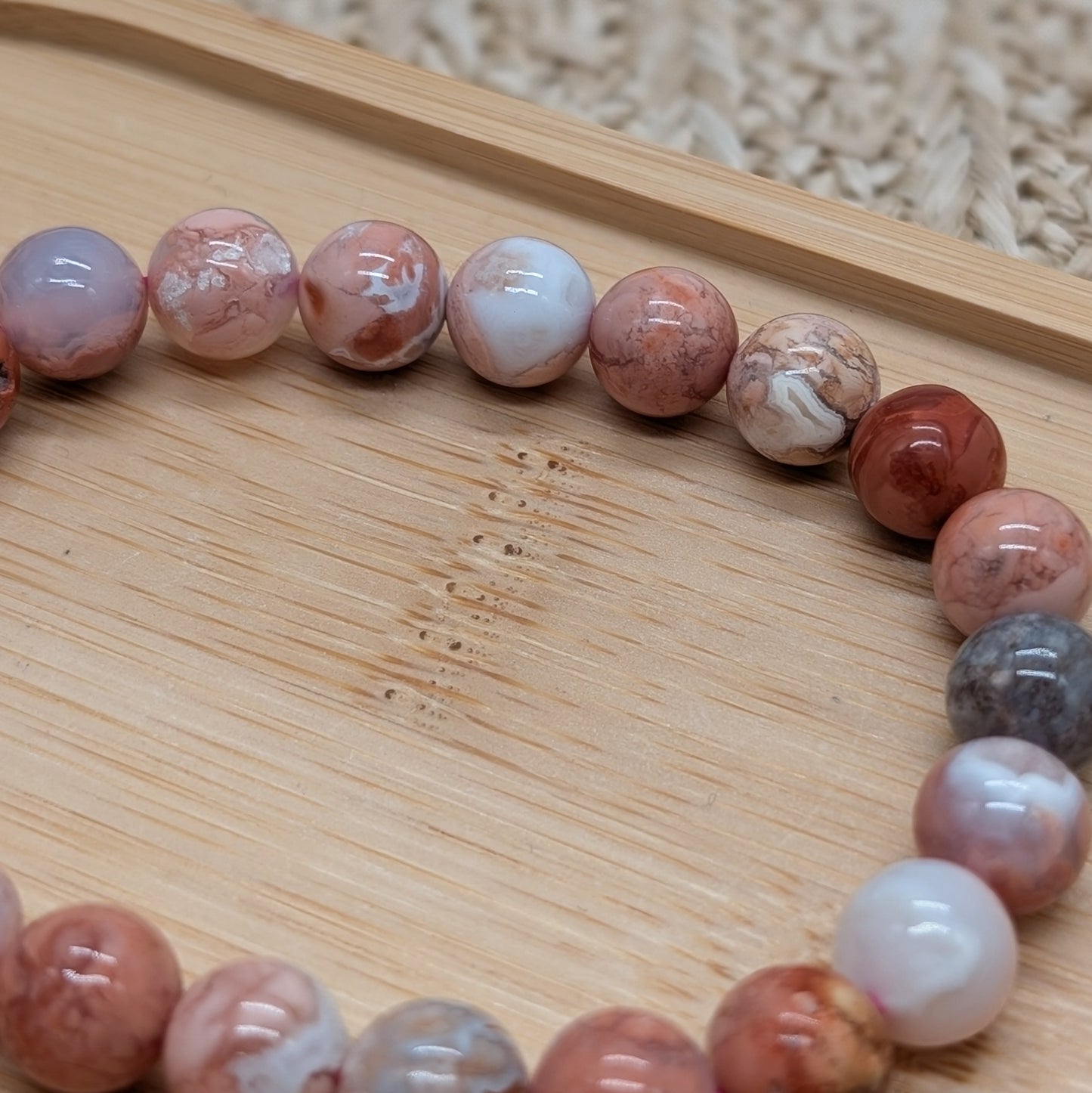 Cotton Candy Achat Armband 8 mm