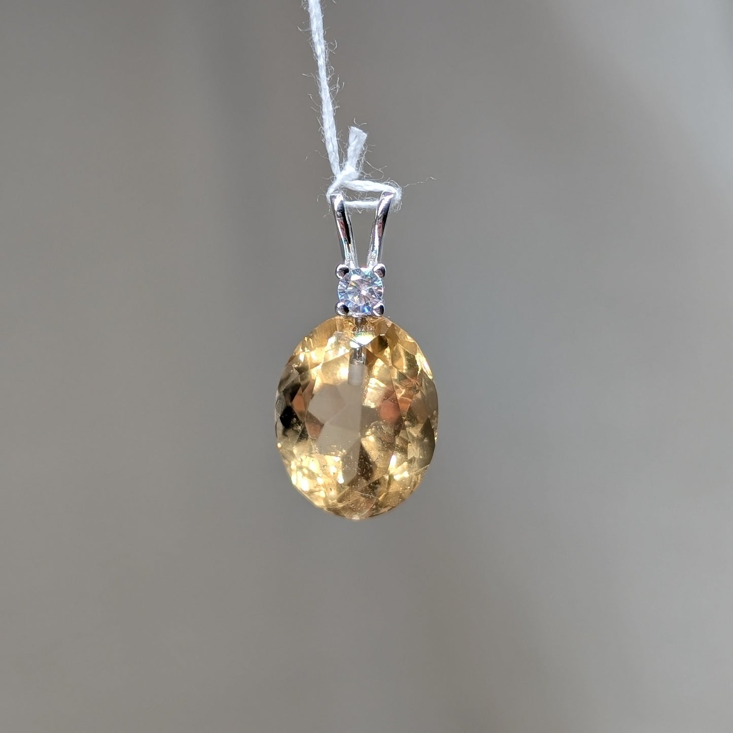 Citrin Kettenanhänger facettiert, 925 Silber [T]