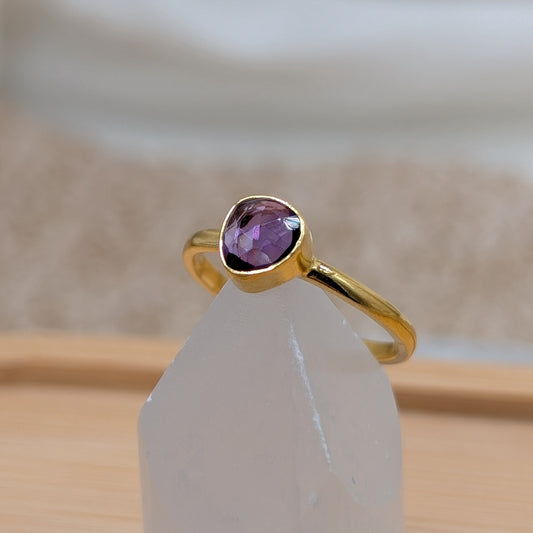 Amethyst Ring 925er Silber vergoldet (Größe 54) [C]
