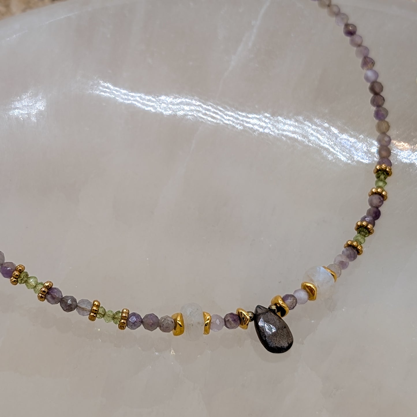Amethyst mit Labradorit Halskette