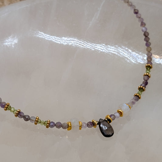 Amethyst mit Labradorit Halskette