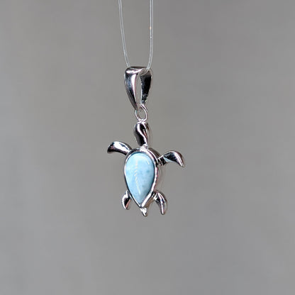 Larimar Schildkröte Kettenanhänger, 925er Silber