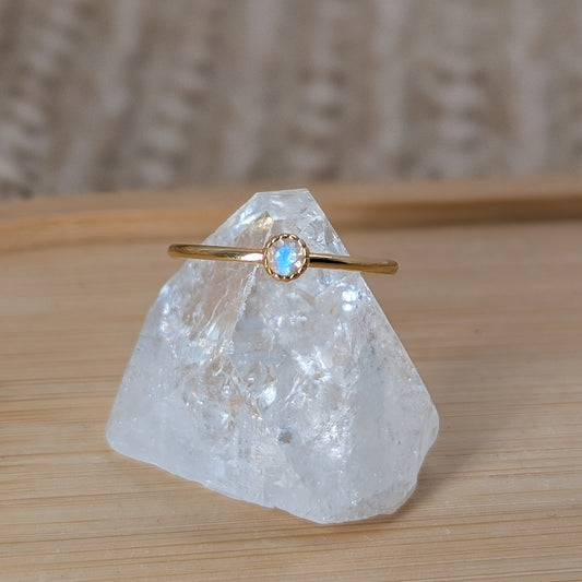 Mondstein Krönchen Ring 925er Silber vergoldet