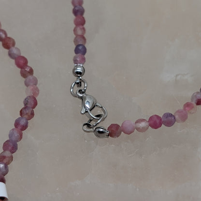 Rosa Turmalin Halskette facettiert