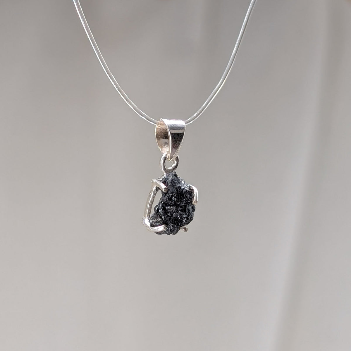 Roher Diamant Kettenanhänger, 925er Silber [A]