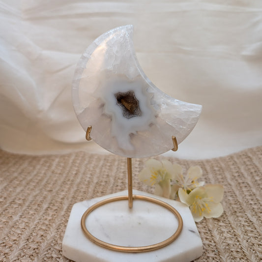 Druzy Achat Mond 🌙 auf Ständer [D4]