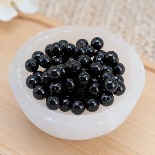 Schwarzer Turmalin / Schörl Perlen 6 mm