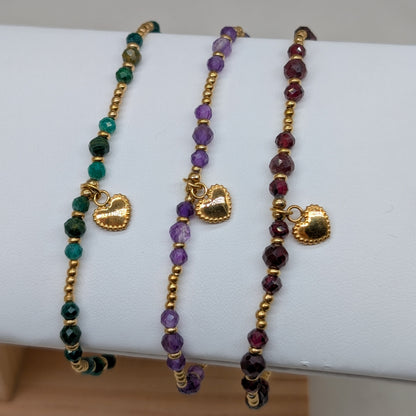 Armband facettiert Herz Charm [3 Varianten]